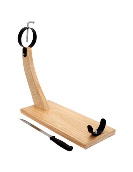 Jamonero de madera y cuchillo para cortar Jamón ibérico